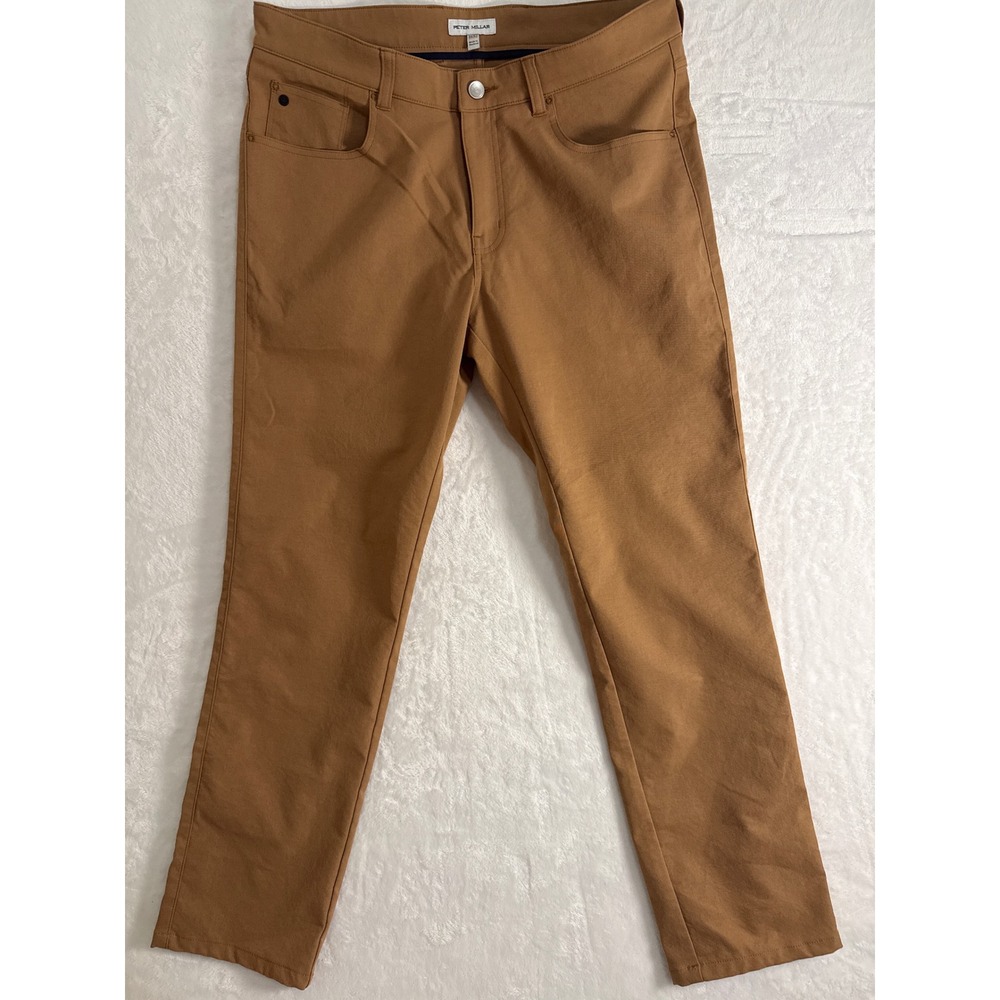 Peter Millar eb66 Classic Fit 5-Pocket Performance Pants Brown Mens 34/32 (27.5)